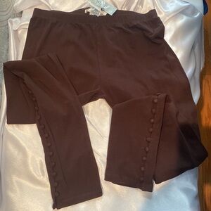 WD.NY leggings button trim choc brown NWT